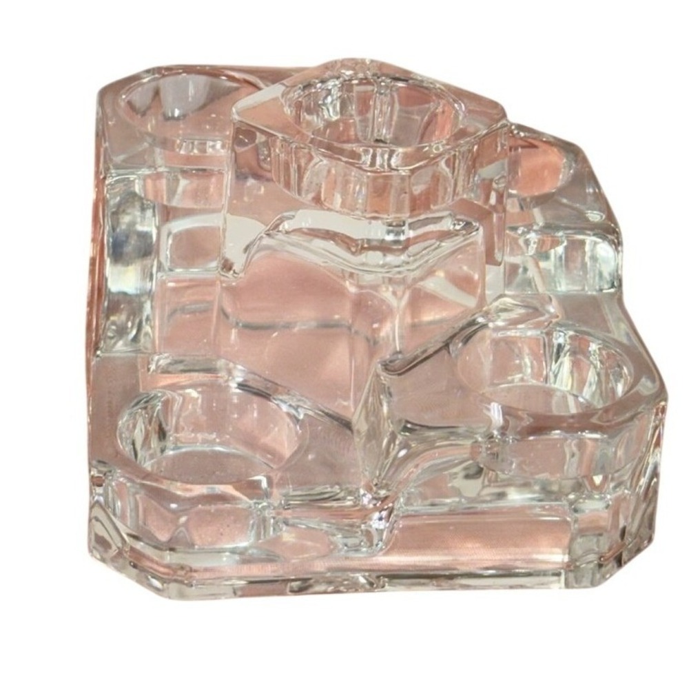 Partylite Clear Crystal Multi-Candle Holder Heavy 5.5" square